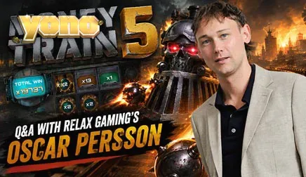 Tampilan visual dari mesin slot Money Train 5 yang menampilkan karakter ikonik dan elemen kereta api.